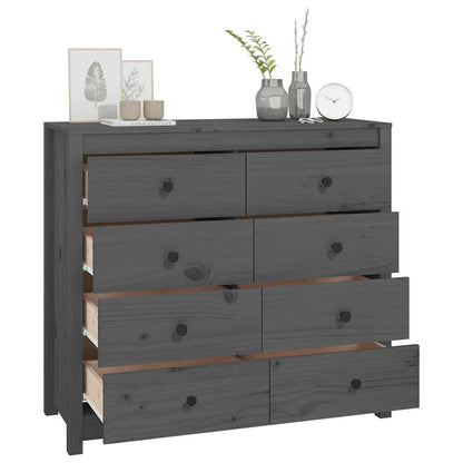 vidaXL Bahut Gris 100x40x90 cm Bois de pin massif