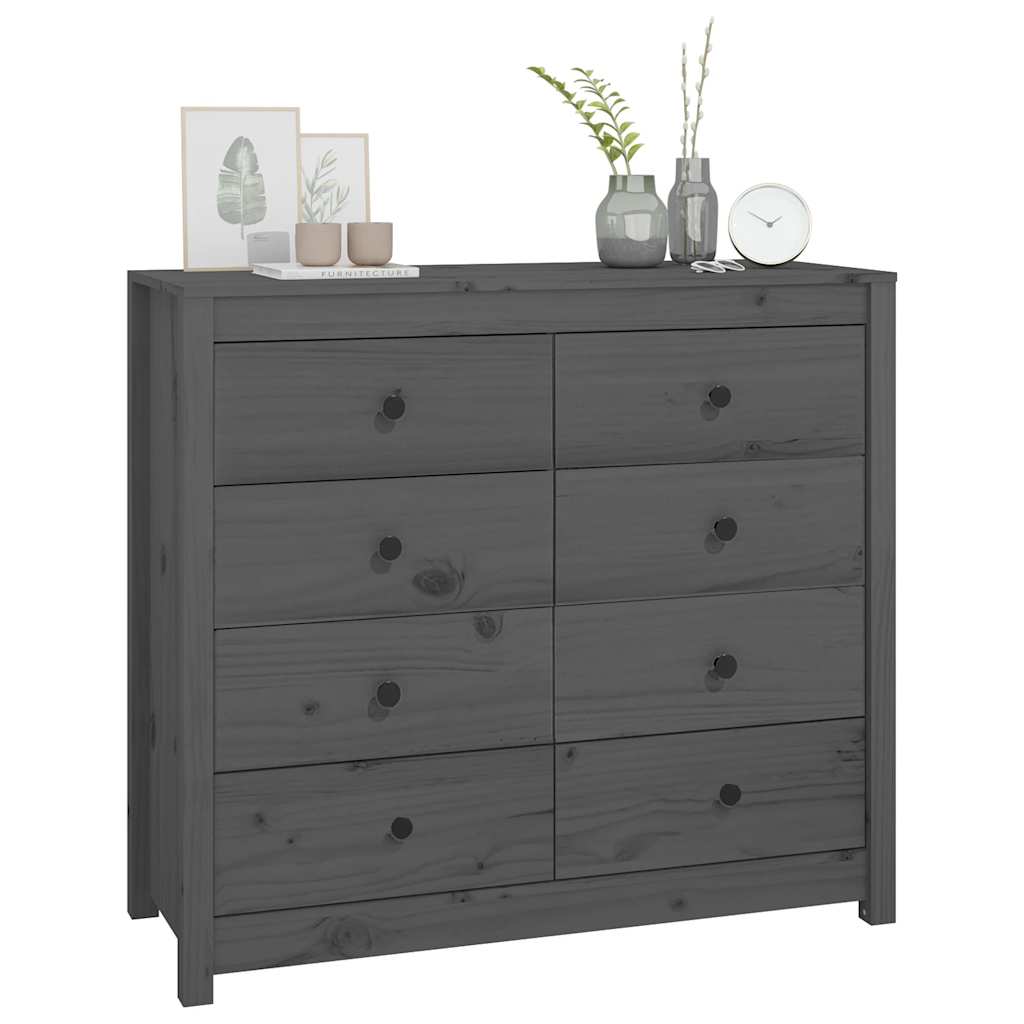 vidaXL Bahut Gris 100x40x90 cm Bois de pin massif
