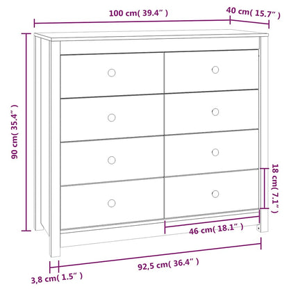 vidaXL Bahut Gris 100x40x90 cm Bois de pin massif