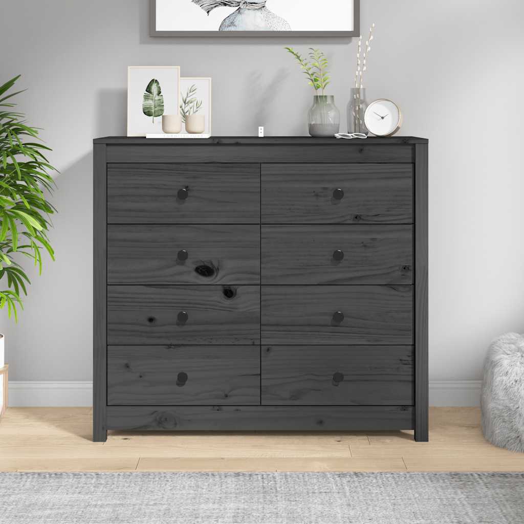 vidaXL Bahut Gris 100x40x90 cm Bois de pin massif