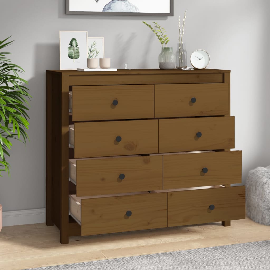 vidaXL Meuble d'appoint marron miel 100x40x90 cm Bois de pin massif