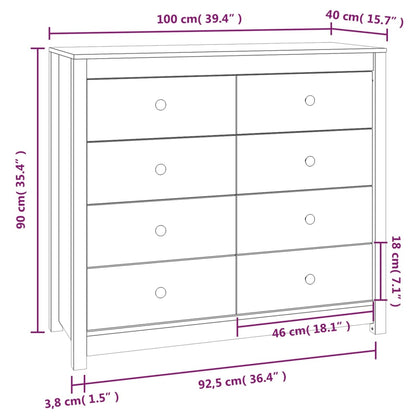 vidaXL Meuble d'appoint marron miel 100x40x90 cm Bois de pin massif