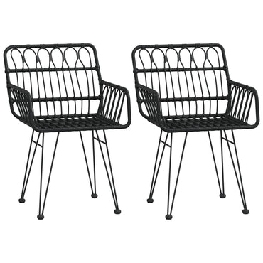 vidaXL Gartenstühle 2 Stk. mit Armlehnen Schwarz 56x64x80 cm PE-Rattan