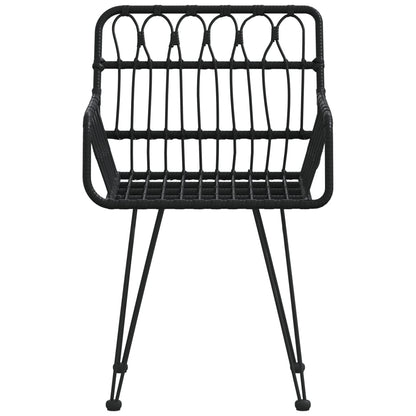 vidaXL Gartenstühle 2 Stk. mit Armlehnen Schwarz 56x64x80 cm PE-Rattan