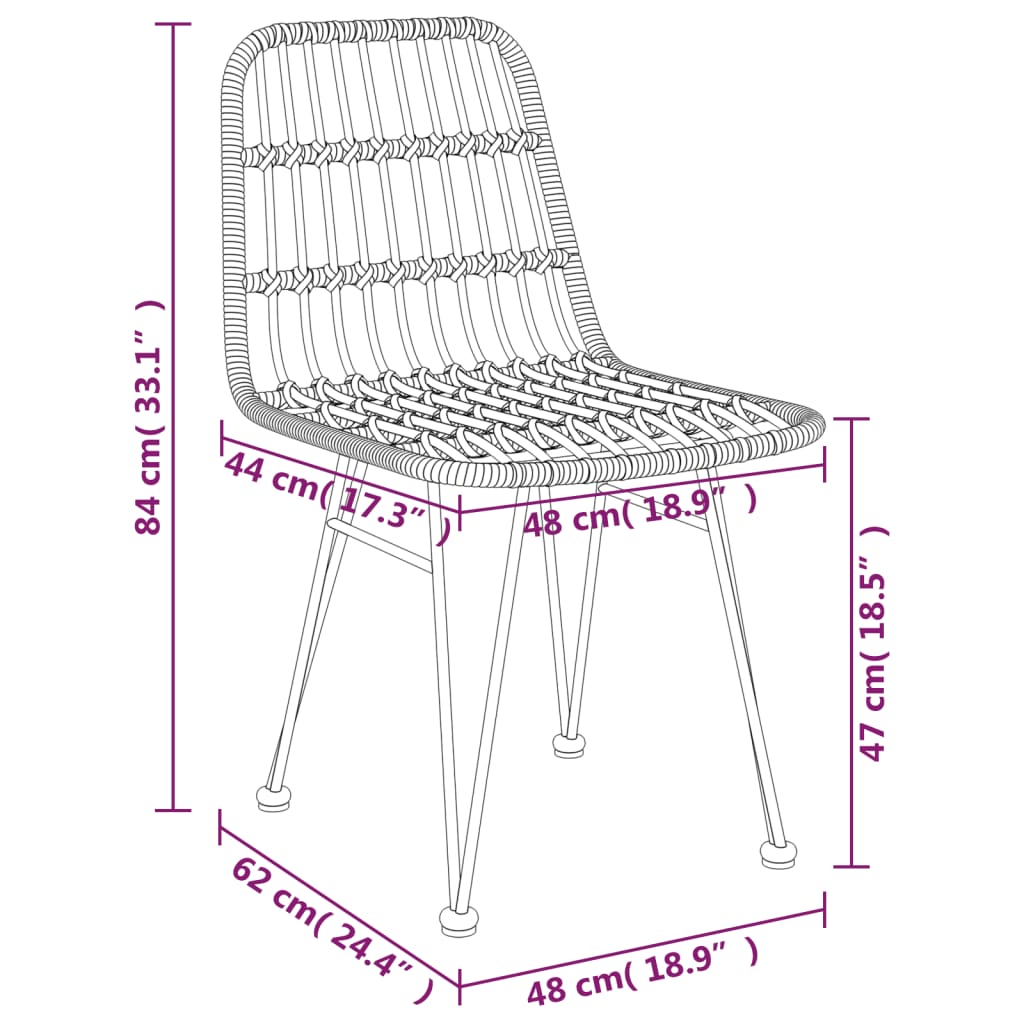 vidaXL Gartenstühle 2 Stk. 48x62x84 cm PE-Rattan