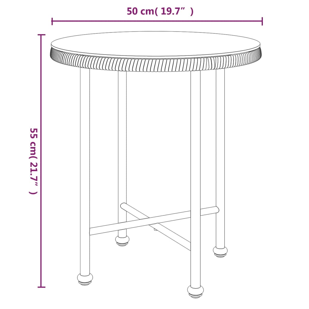 vidaXL Esstisch Schwarz Ø50 cm Hartglas und Stahl
