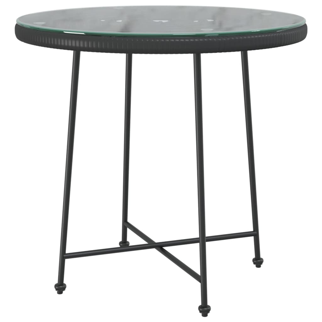 vidaXL Esstisch Schwarz Ø80 cm Hartglas und Stahl