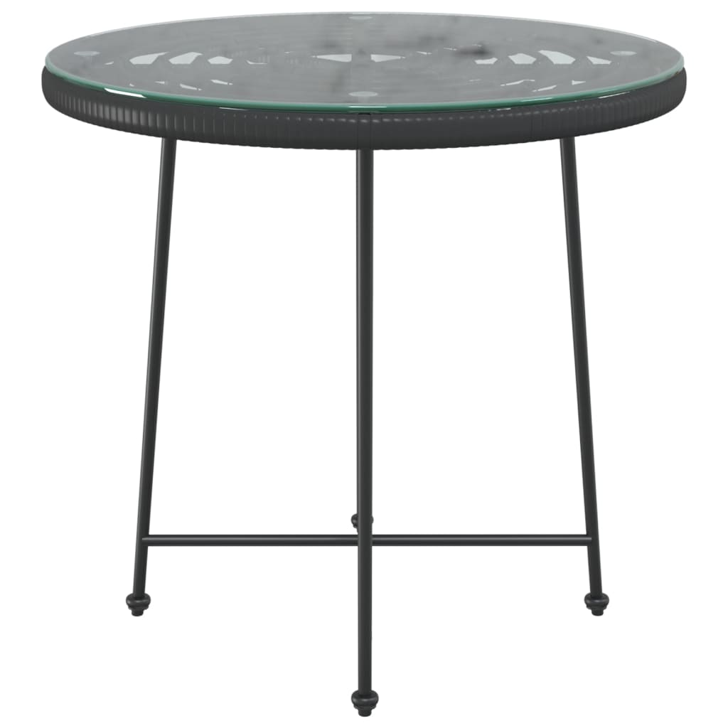 vidaXL Esstisch Schwarz Ø80 cm Hartglas und Stahl