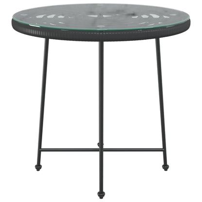 vidaXL Esstisch Schwarz Ø80 cm Hartglas und Stahl