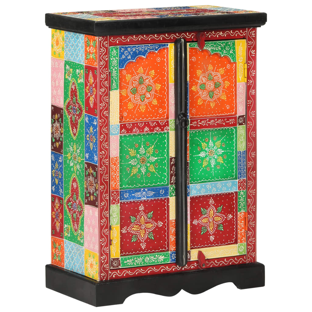 vidaXL Buffet peint à la main avec portes 53x30x75 cm Bois de manguier massif