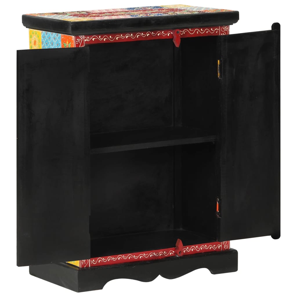 vidaXL Buffet peint à la main avec portes 53x30x75 cm Bois de manguier massif