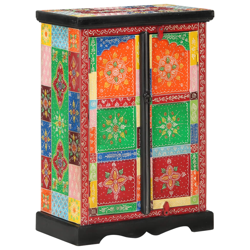 vidaXL Buffet peint à la main avec portes 53x30x75 cm Bois de manguier massif