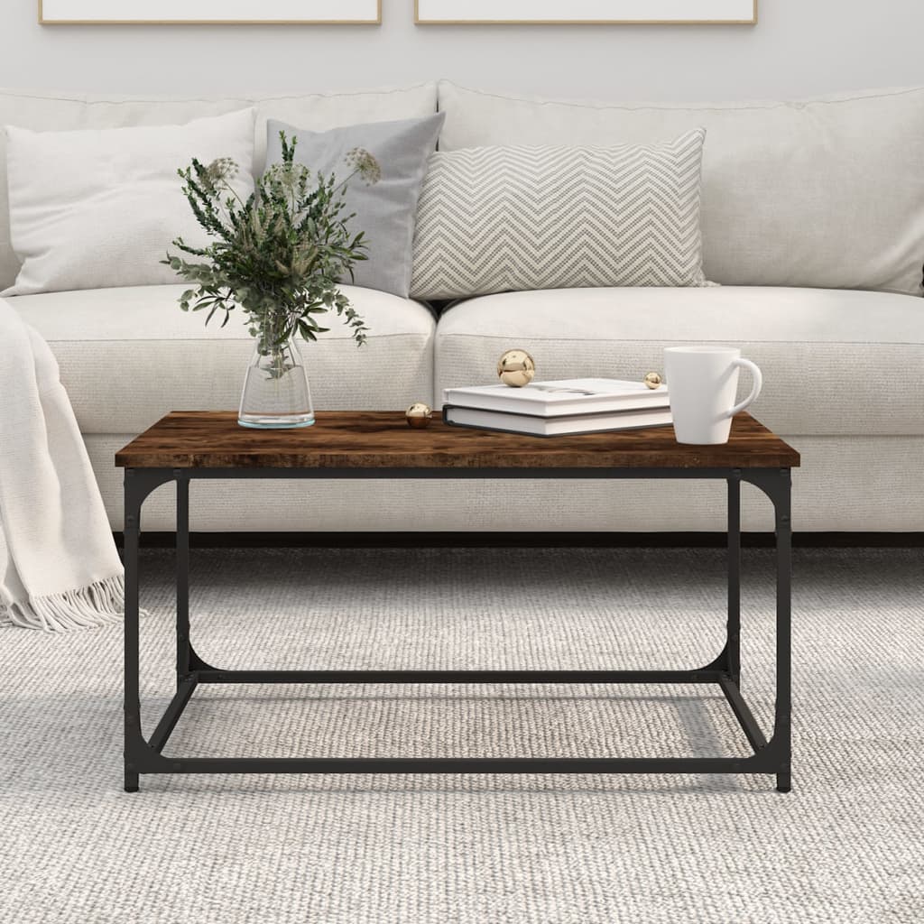 vidaXL Couchtisch Räuchereiche 80x50x40 cm Holzwerkstoff und Eisen
