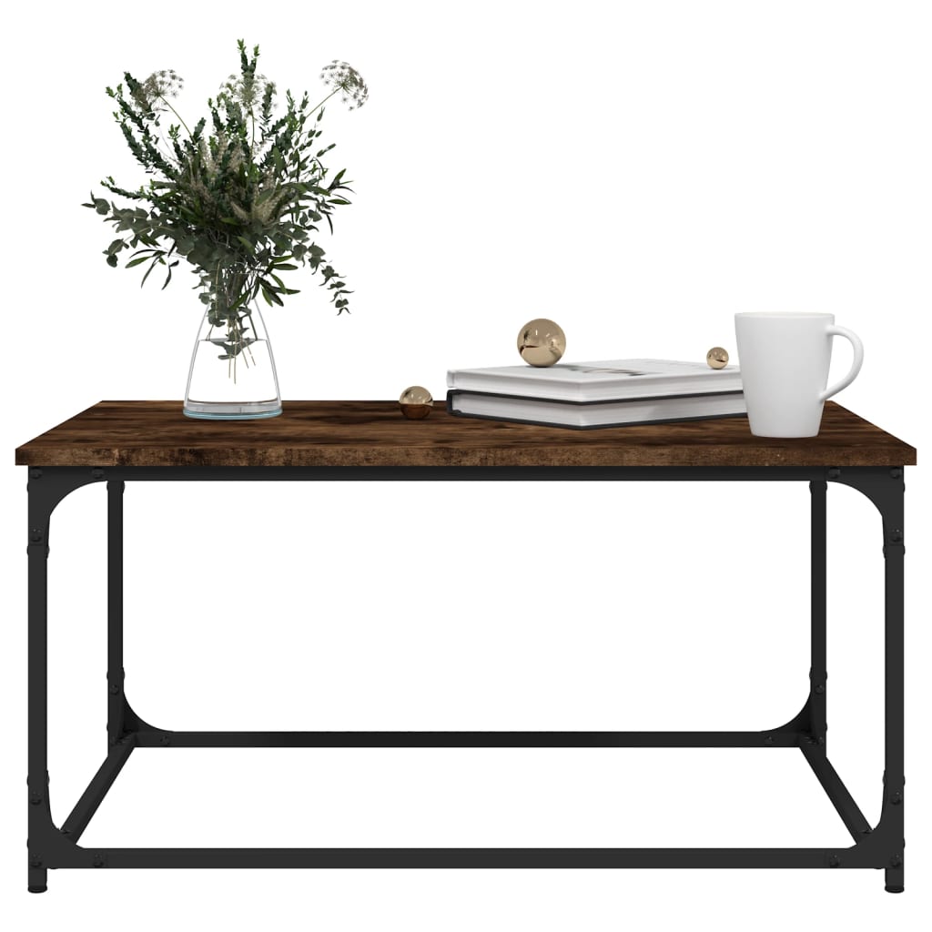 vidaXL Couchtisch Räuchereiche 80x50x40 cm Holzwerkstoff und Eisen
