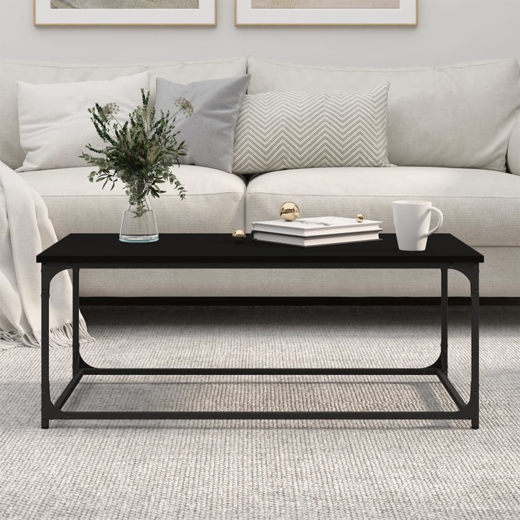 vidaXL Couchtisch Schwarz 102x50x40 cm Holzwerkstoff und Eisen