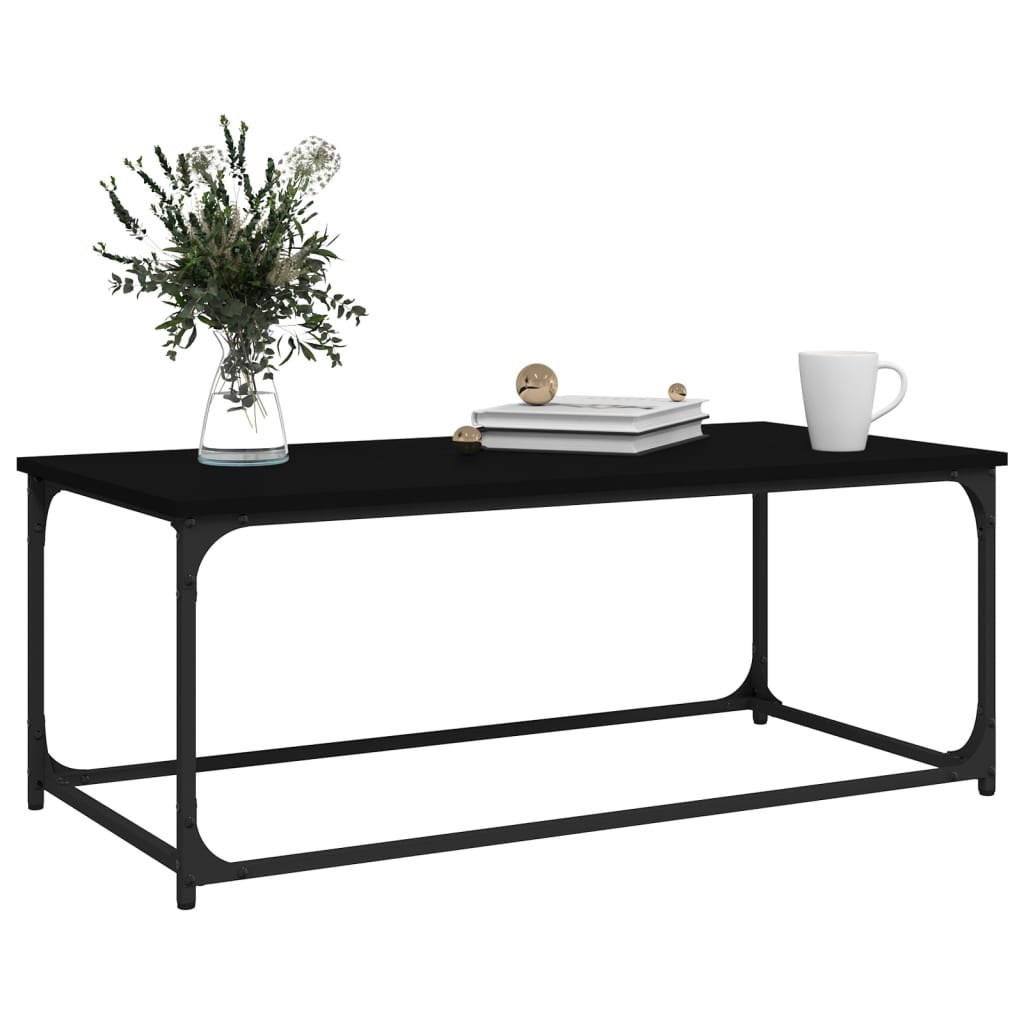 vidaXL Couchtisch Schwarz 102x50x40 cm Holzwerkstoff und Eisen
