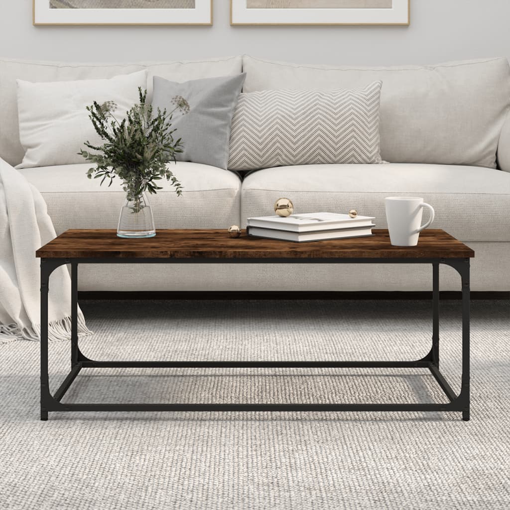 vidaXL Couchtisch Räuchereiche 102x50x40 cm Holzwerkstoff und Eisen