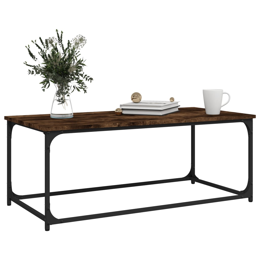 vidaXL Couchtisch Räuchereiche 102x50x40 cm Holzwerkstoff und Eisen