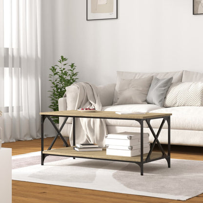 vidaXL Couchtisch Sonoma Eiche 100x50x45 cm Holzwerkstoff und Eisen