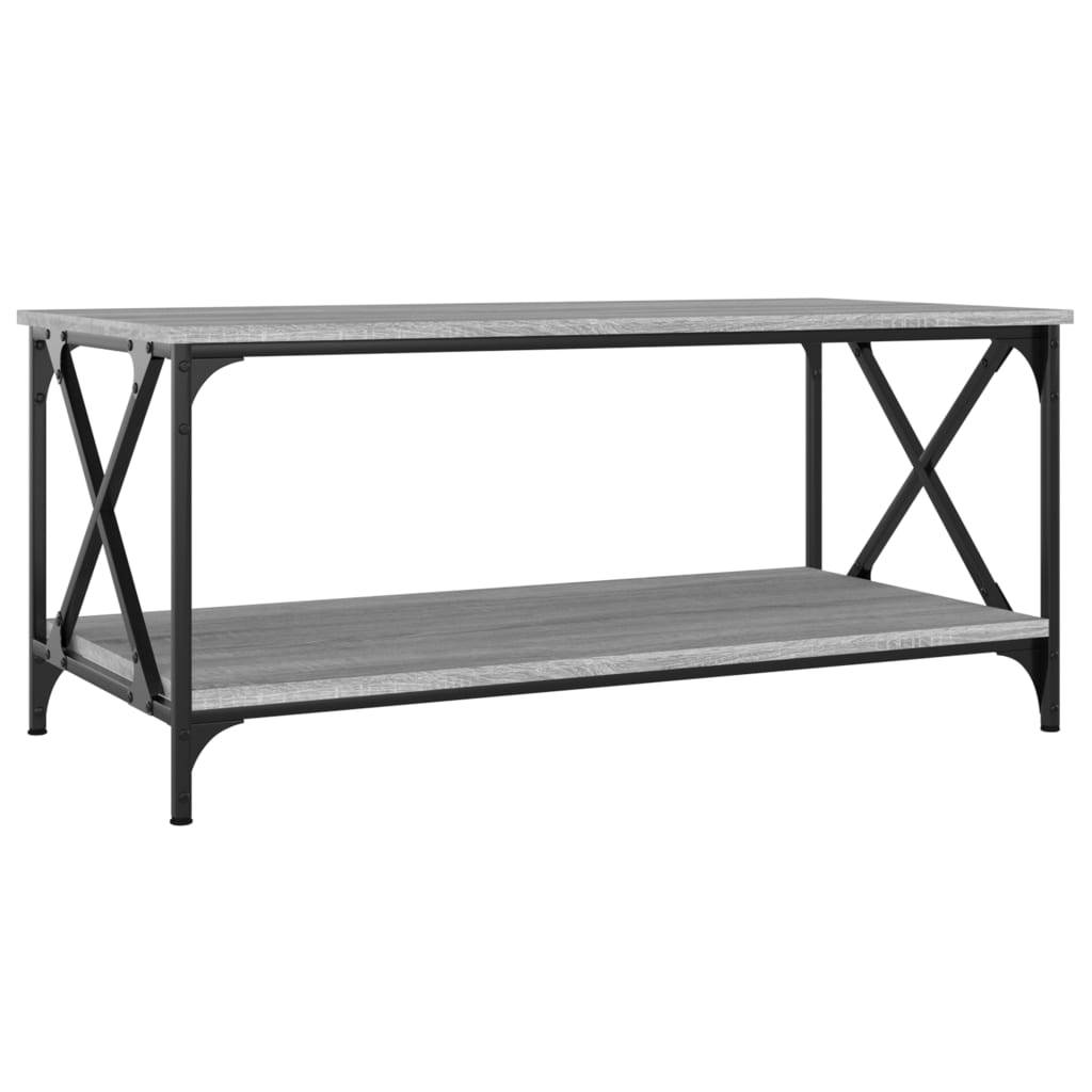 vidaXL Couchtisch Grau Sonoma 100x50x40 cm Holzwerkstoff und Eisen