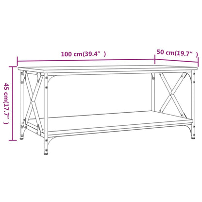 vidaXL Couchtisch Grau Sonoma 100x50x40 cm Holzwerkstoff und Eisen