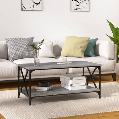 vidaXL Couchtisch Grau Sonoma 100x50x40 cm Holzwerkstoff und Eisen