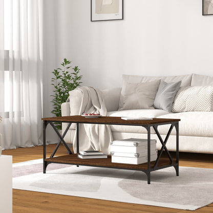 vidaXL Couchtisch Braun Eichen-Optik 100x50x45 cm Holzwerkstoff Eisen