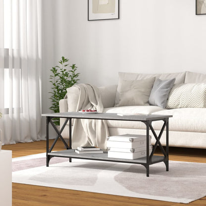 vidaXL Couchtisch Grau Sonoma 100x45x45 cm Holzwerkstoff und Eisen