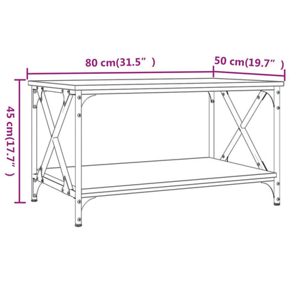 vidaXL Couchtisch Sonoma-Eiche 80x50x45 cm Holzwerkstoff und Eisen
