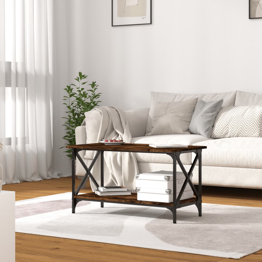 vidaXL Couchtisch Räuchereiche 80x45x45 cm Holzwerkstoff und Eisen