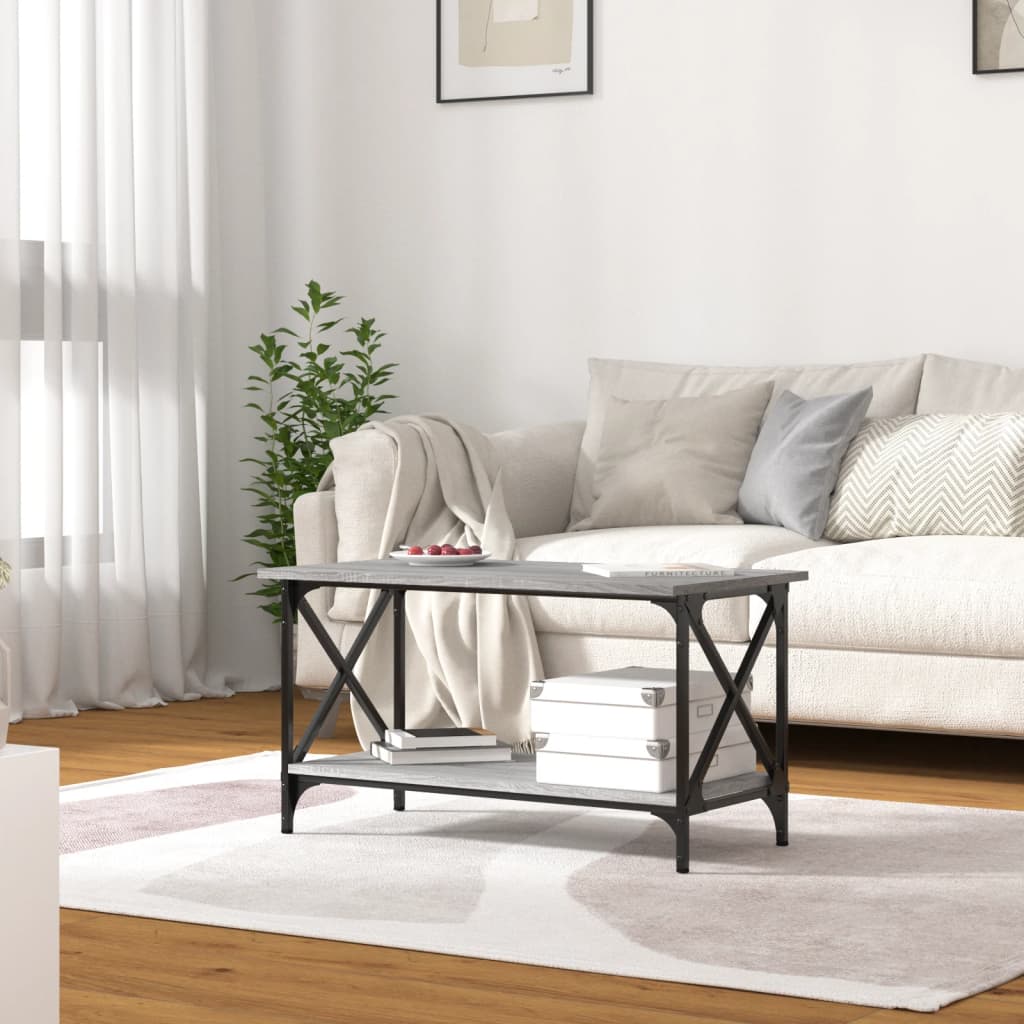 vidaXL Couchtisch Grau Sonoma 80x45x45 cm Holzwerkstoff und Eisen