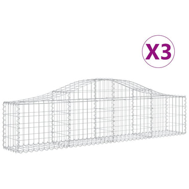 vidaXL Gabionen mit Hochbogen 3 Stk. 200x30x40/60 cm Verzinktes Eisen