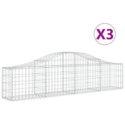 vidaXL Gabionen mit Hochbogen 3 Stk. 200x30x40/60 cm Verzinktes Eisen