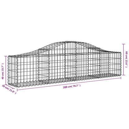 vidaXL Gabionen mit Hochbogen 9 Stk. 200x30x40/60 cm Verzinktes Eisen