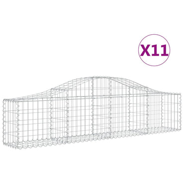 vidaXL Gabionen mit Hochbogen 11 Stk. 200x30x40/60 cm Verzinktes Eisen