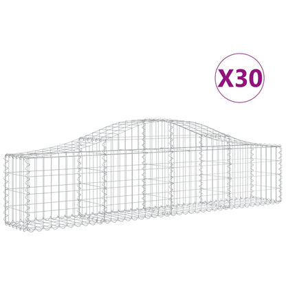 vidaXL Gabionen mit Hochbogen 30 Stk. 200x30x40/60 cm Verzinktes Eisen