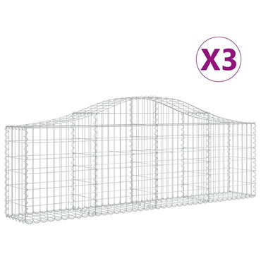 vidaXL Gabionen mit Hochbogen 3 Stk. 200x30x60/80 cm Verzinktes Eisen