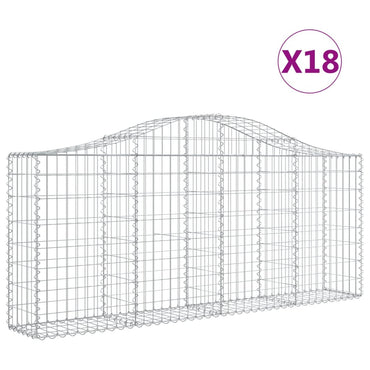 vidaXL Gabionen mit Hochbogen 18 Stk. 200x30x80/100cm Verzinktes Eisen