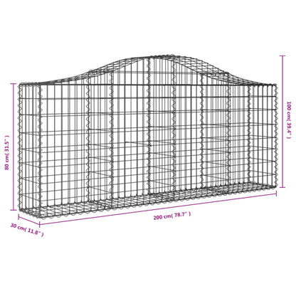 vidaXL Gabionen mit Hochbogen 50 Stk. 200x30x80/100cm Verzinktes Eisen