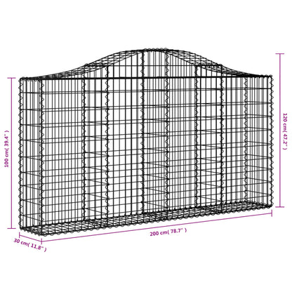 vidaXL Gabionen mit Hochbogen 4 Stk. 200x30x100/120cm Verzinktes Eisen