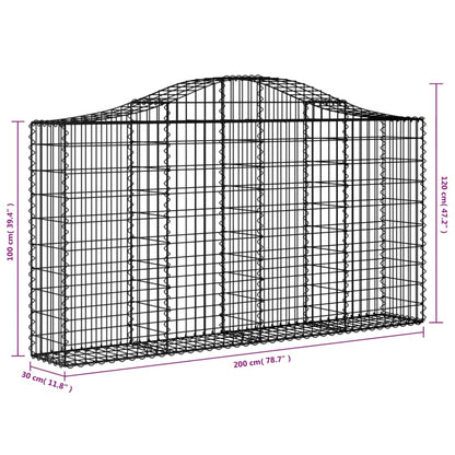 vidaXL Gabionen mit Hochbogen 10Stk. 200x30x100/120cm Verzinktes Eisen