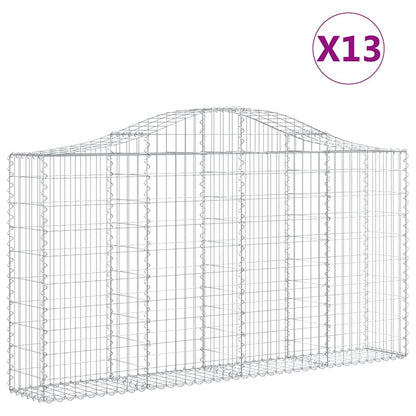 vidaXL Gabionen mit Hochbogen 13Stk. 200x30x100/120cm Verzinktes Eisen