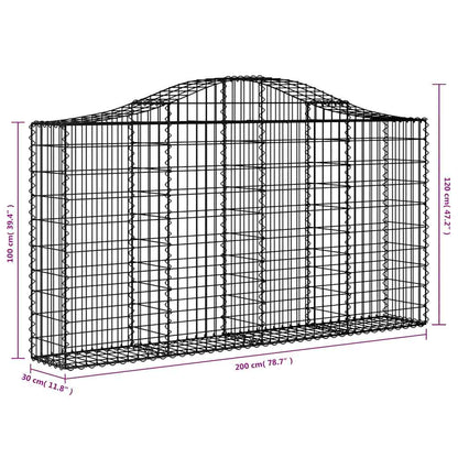 vidaXL Gabionen mit Hochbogen 18Stk. 200x30x100/120cm Verzinktes Eisen