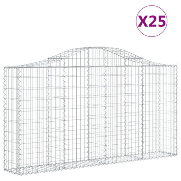 vidaXL Gabionen mit Hochbogen 25Stk. 200x30x100/120cm Verzinktes Eisen