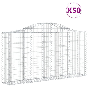 vidaXL Gabionen mit Hochbogen 50Stk. 200x30x100/120cm Verzinktes Eisen