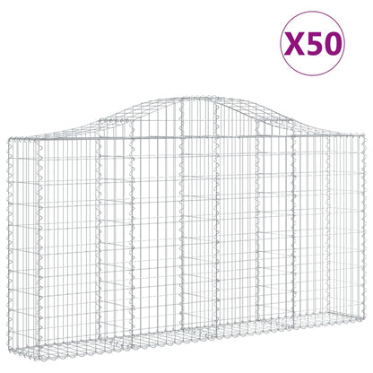 vidaXL Gabionen mit Hochbogen 50Stk. 200x30x100/120cm Verzinktes Eisen