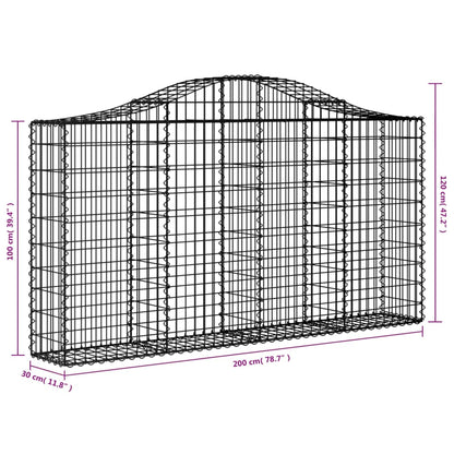vidaXL Gabionen mit Hochbogen 50Stk. 200x30x100/120cm Verzinktes Eisen