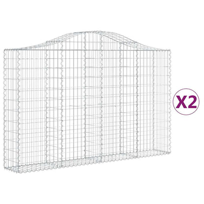 vidaXL Gabionen mit Hochbogen 2 Stk. 200x30x120/140cm Verzinktes Eisen
