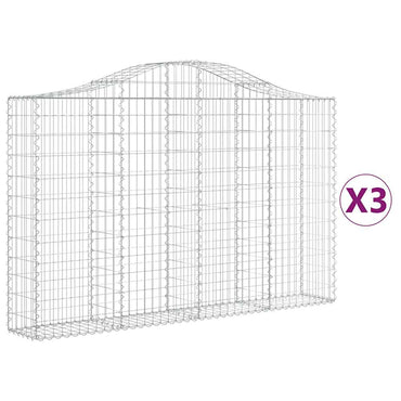 vidaXL Gabionen mit Hochbogen 3 Stk. 200x30x120/140cm Verzinktes Eisen