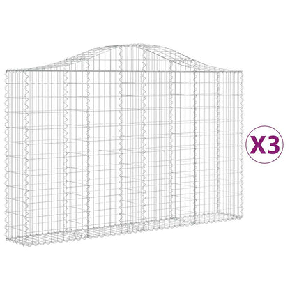 vidaXL Gabionen mit Hochbogen 3 Stk. 200x30x120/140cm Verzinktes Eisen